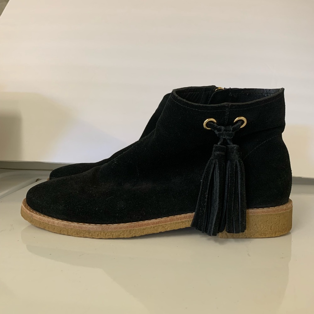 Sz 7 Kate Spade EUC Bellamy Suede Tassel Ankle Booties